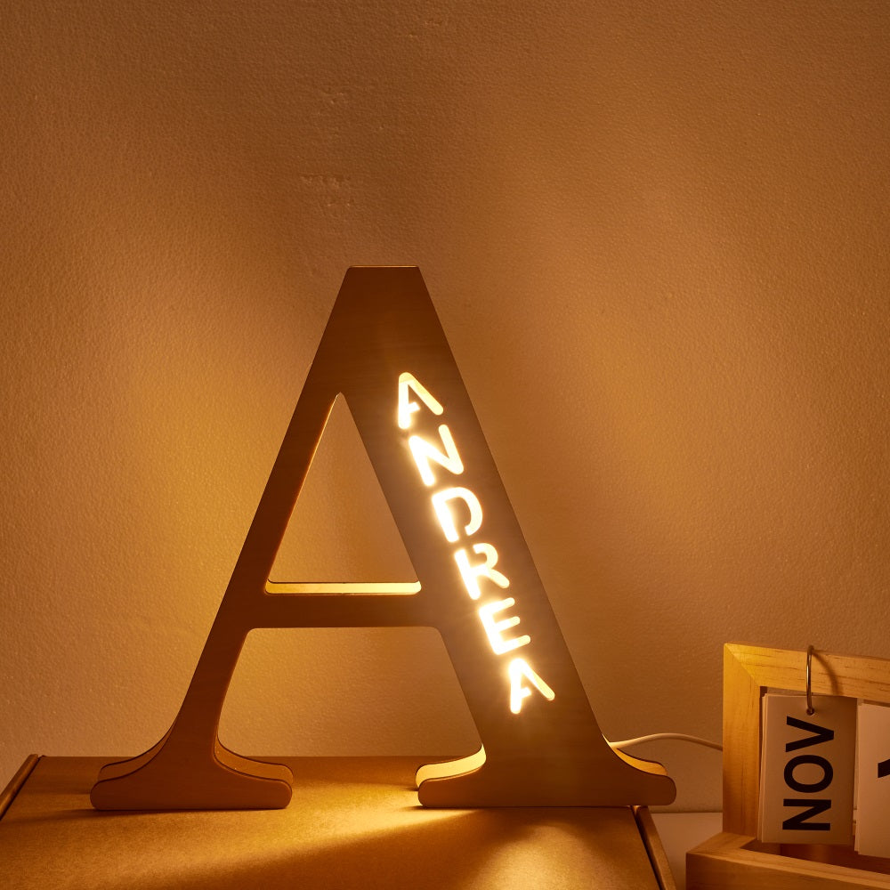 Custom Initial Wood Lamp