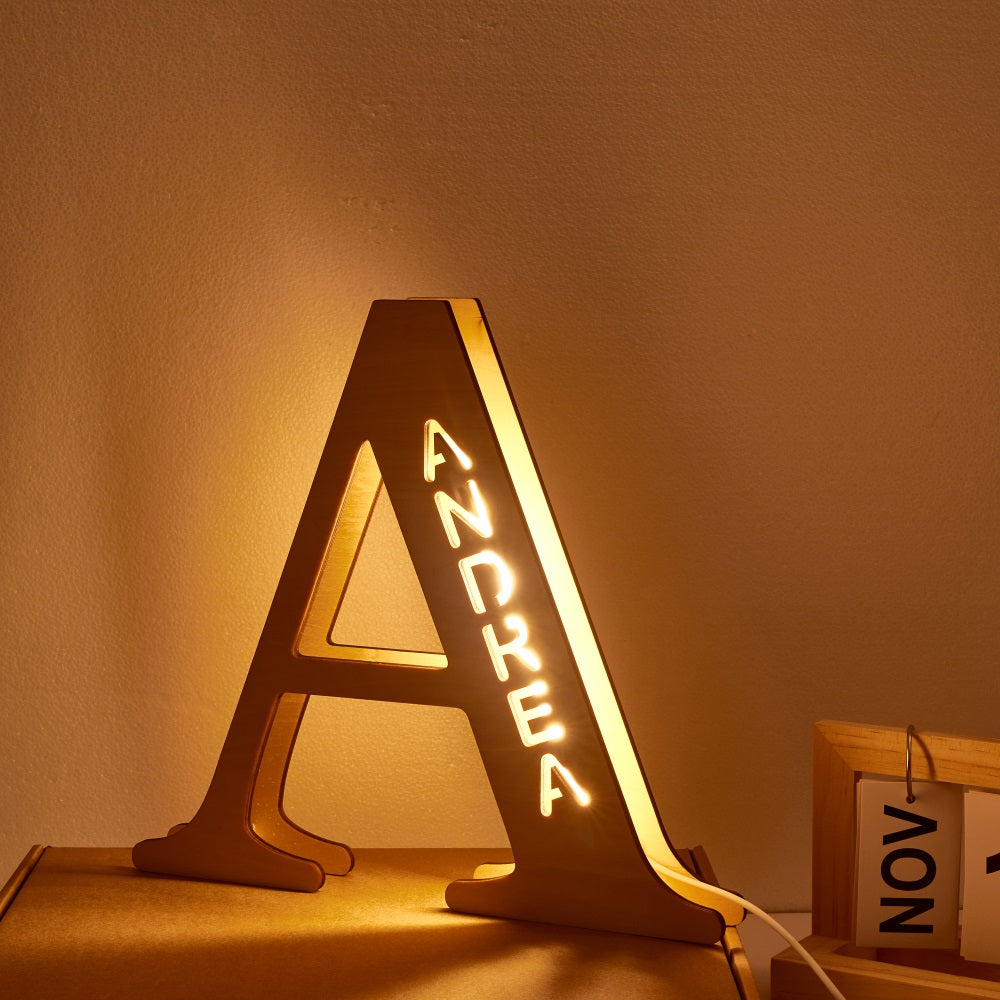 Custom Initial Wood Lamp