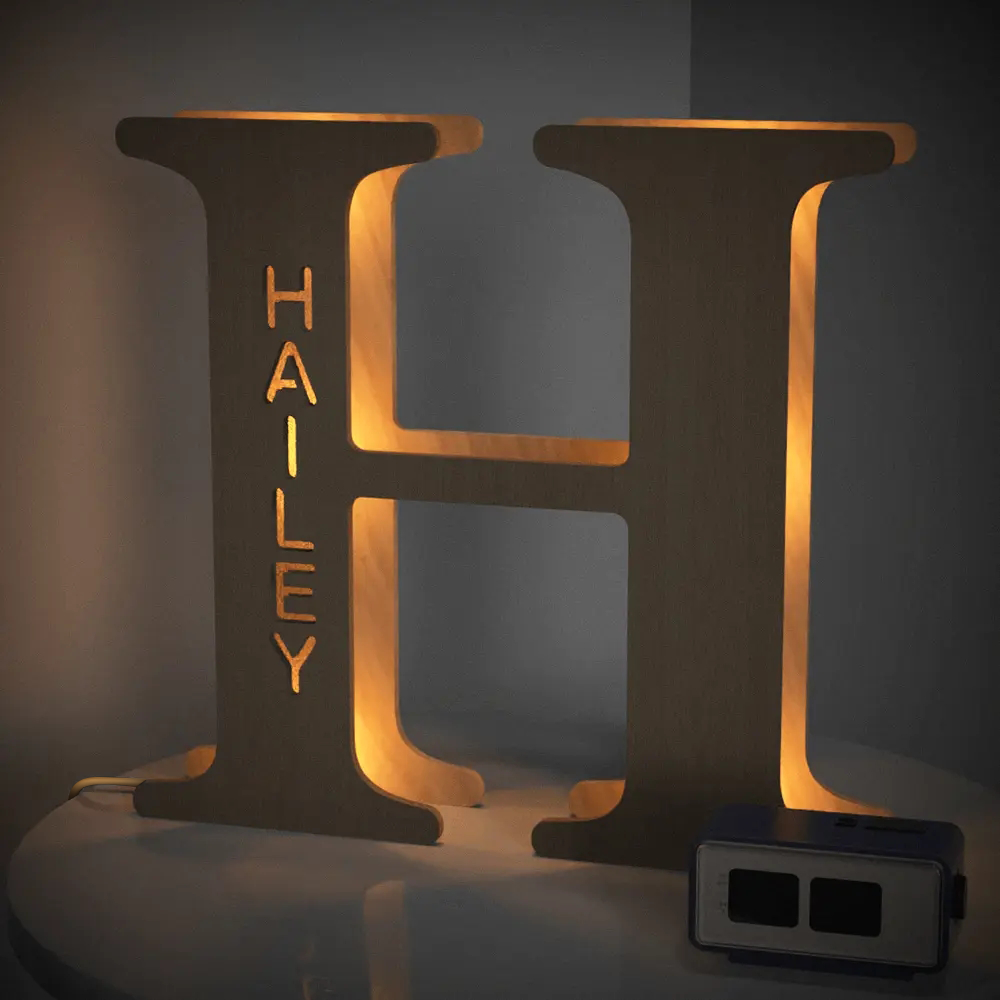 Custom Alphabet Wood Lamp