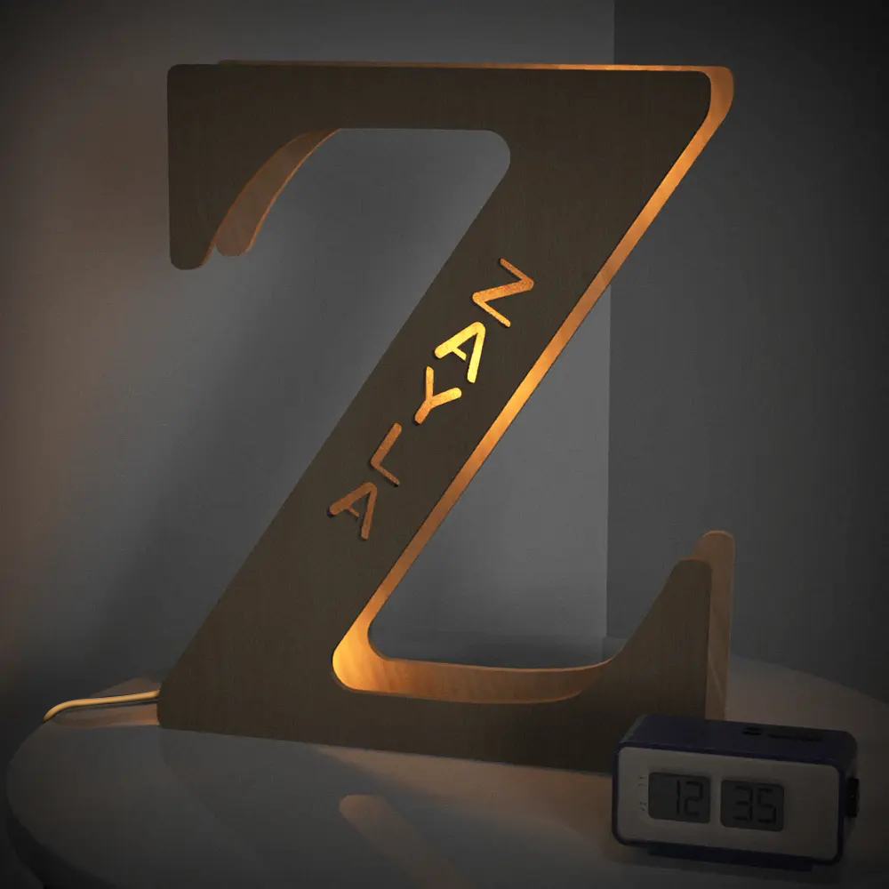 Custom Alphabet Wood Lamp