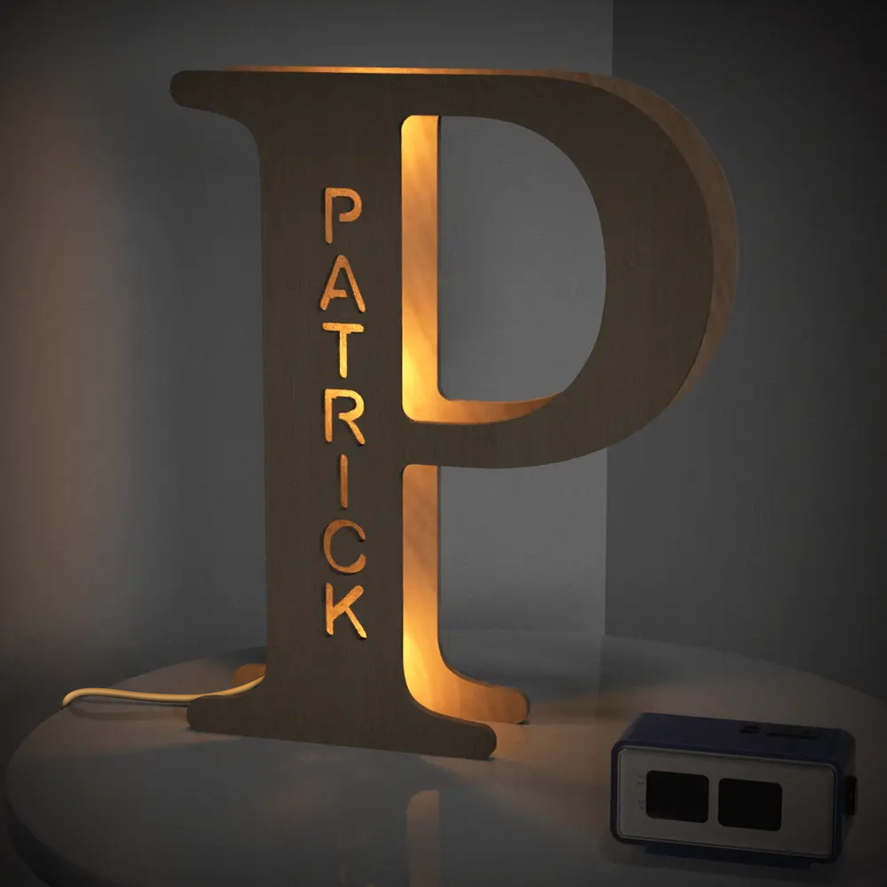 Custom Alphabet Wood Lamp