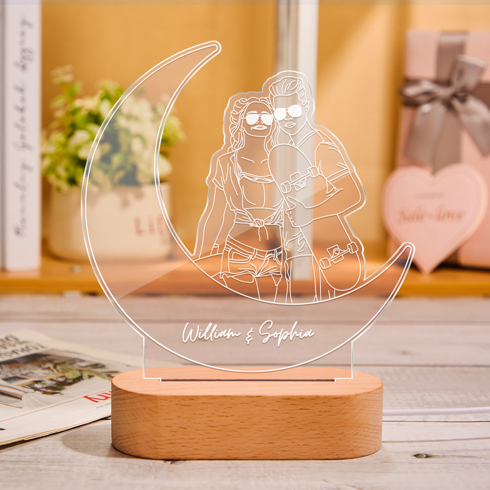 Moon Line Art Night Light