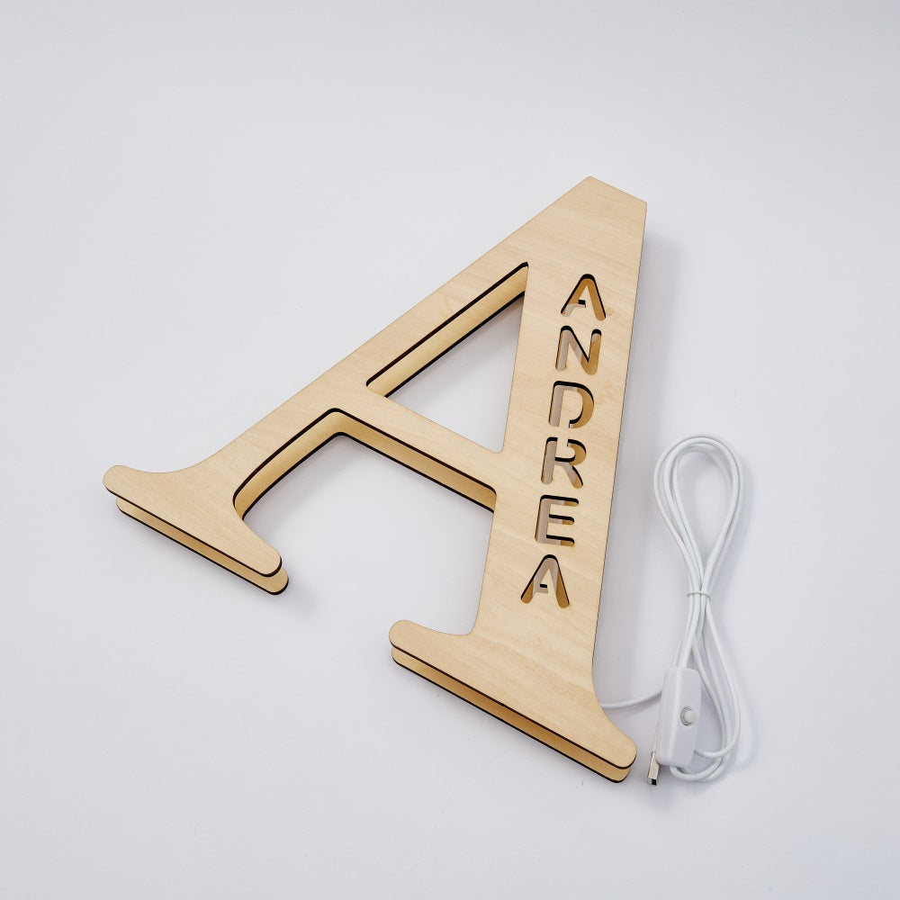 Custom Initial Wood Lamp
