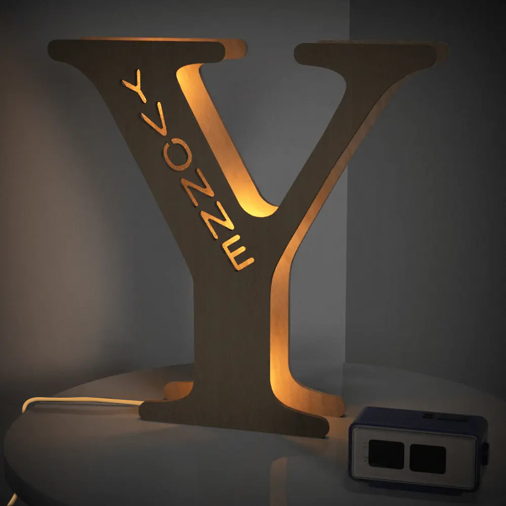 Custom Alphabet Wood Lamp