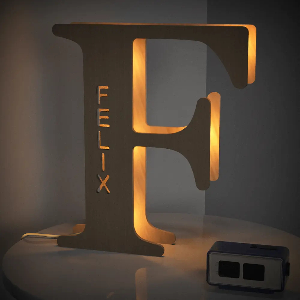 Custom Alphabet Wood Lamp