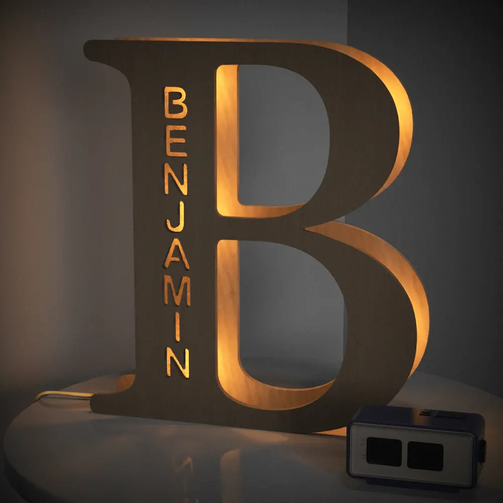 Custom Alphabet Wood Lamp