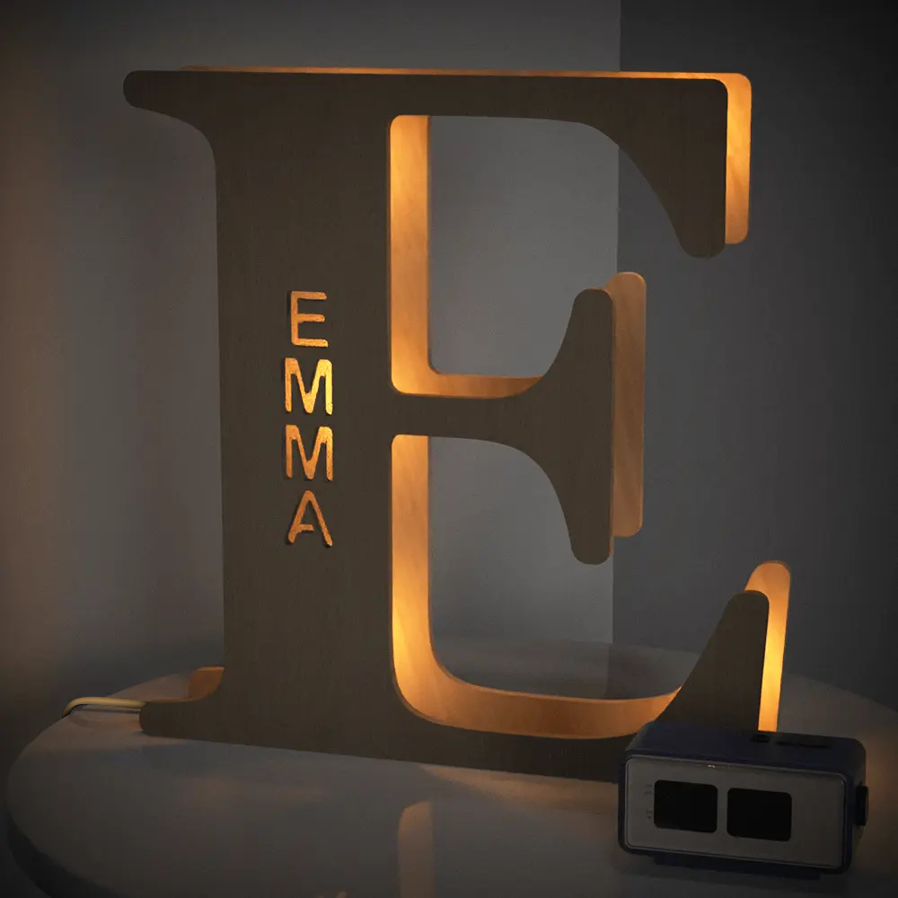 Custom Alphabet Wood Lamp