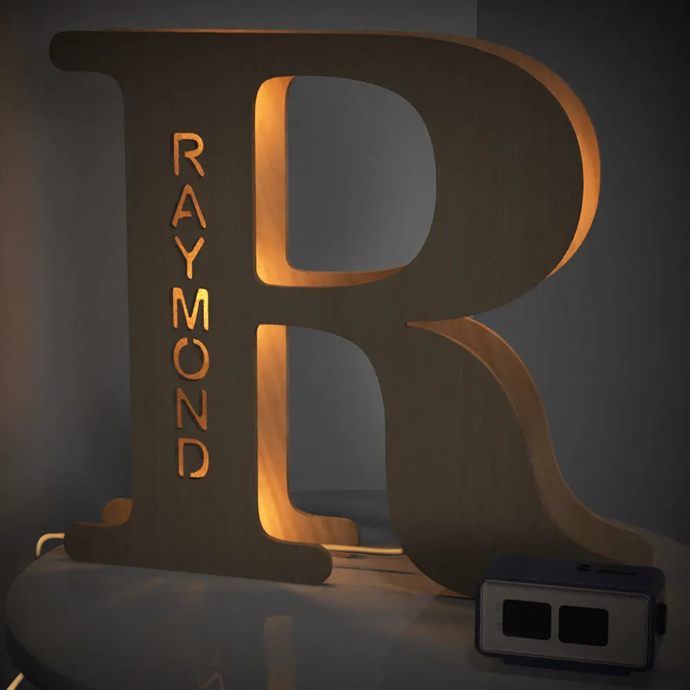 Custom Alphabet Wood Lamp