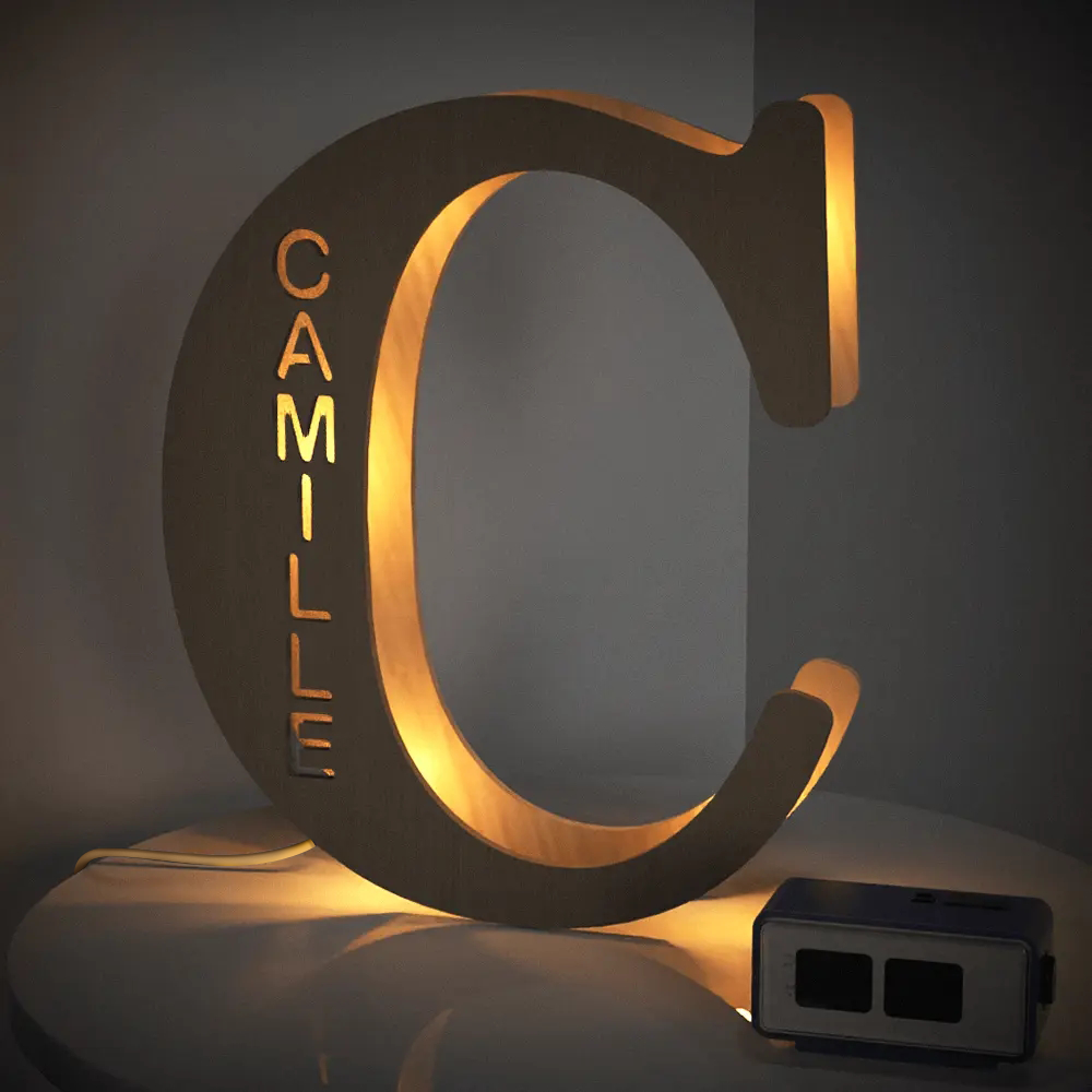 Custom Alphabet Wood Lamp
