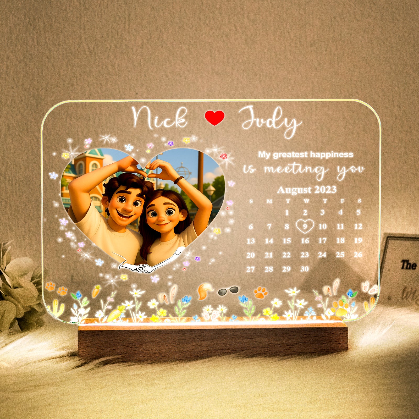 Wood Base Photo Night Light