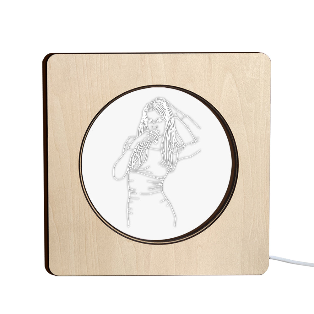 Engraved Wood Frame Light
