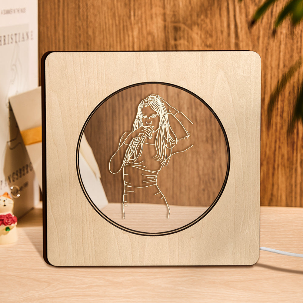 Engraved Wood Frame Light