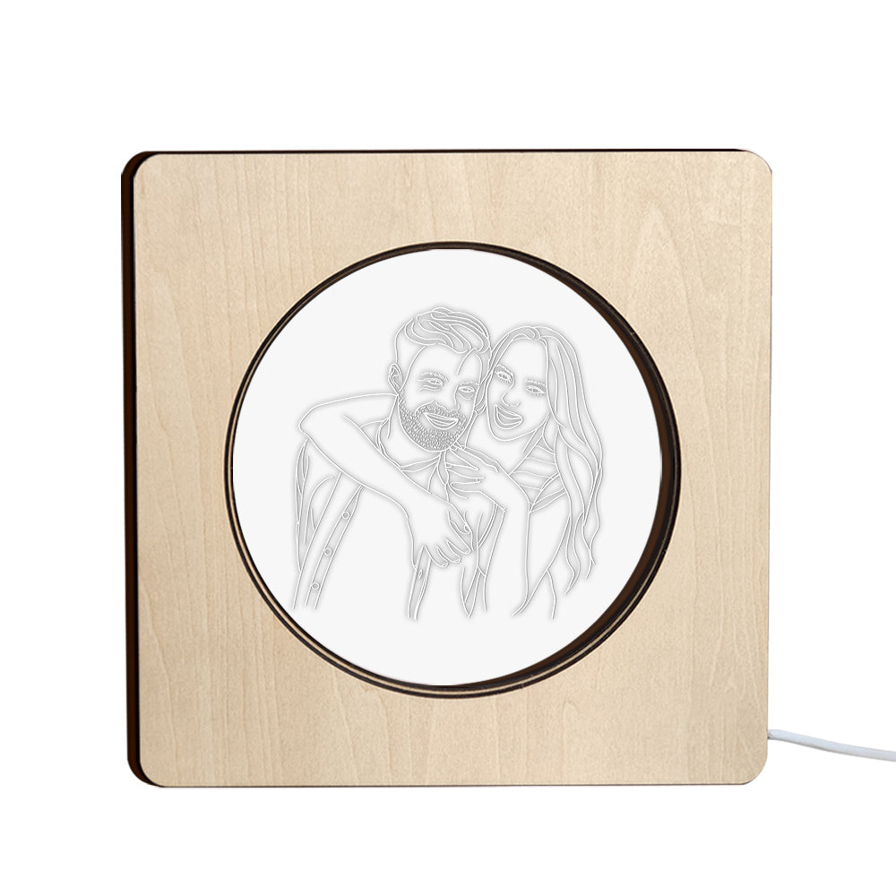 Engraved Wood Frame Light