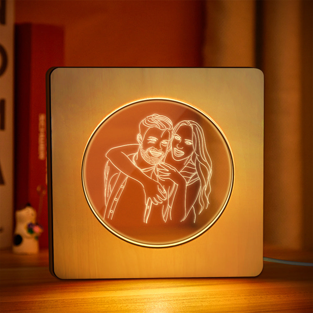 Engraved Wood Frame Light