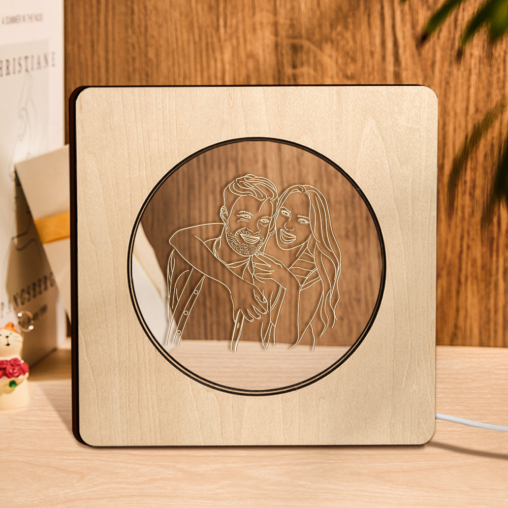 Engraved Wood Frame Light