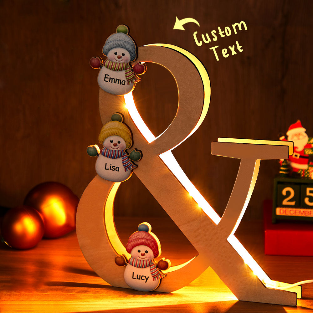 Snowman Wood Night Light