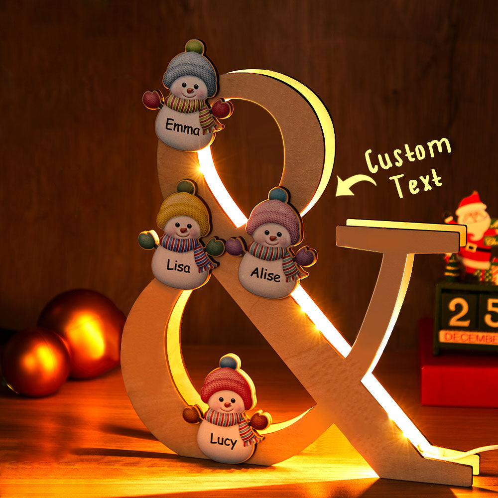 Snowman Wood Night Light