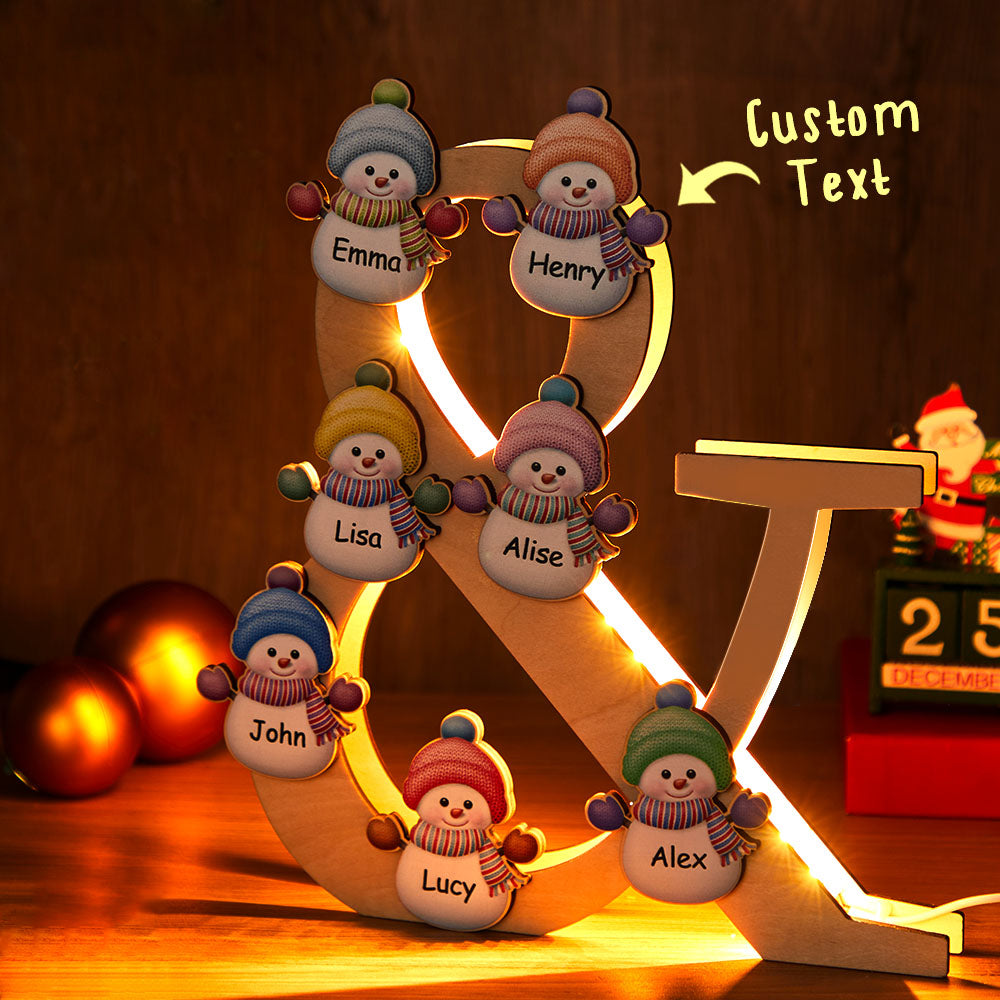 Snowman Wood Night Light