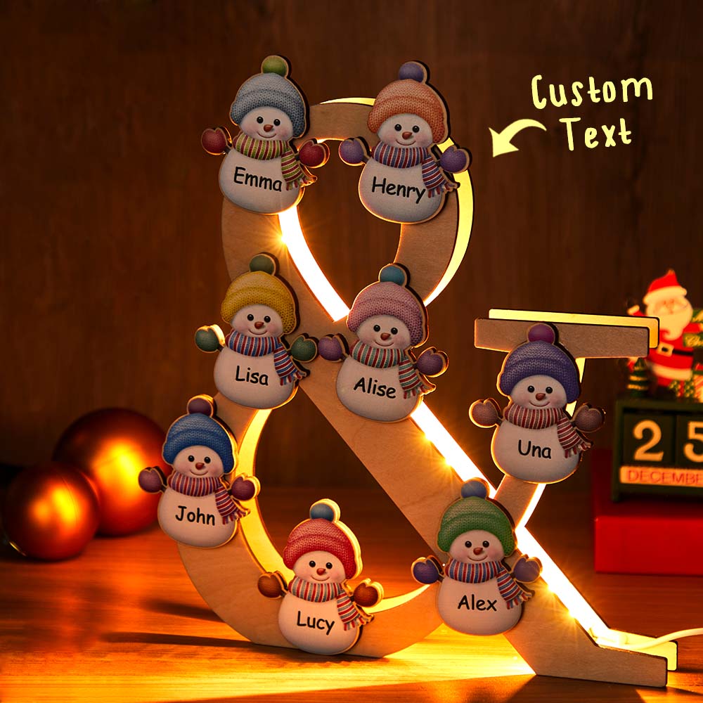 Snowman Wood Night Light