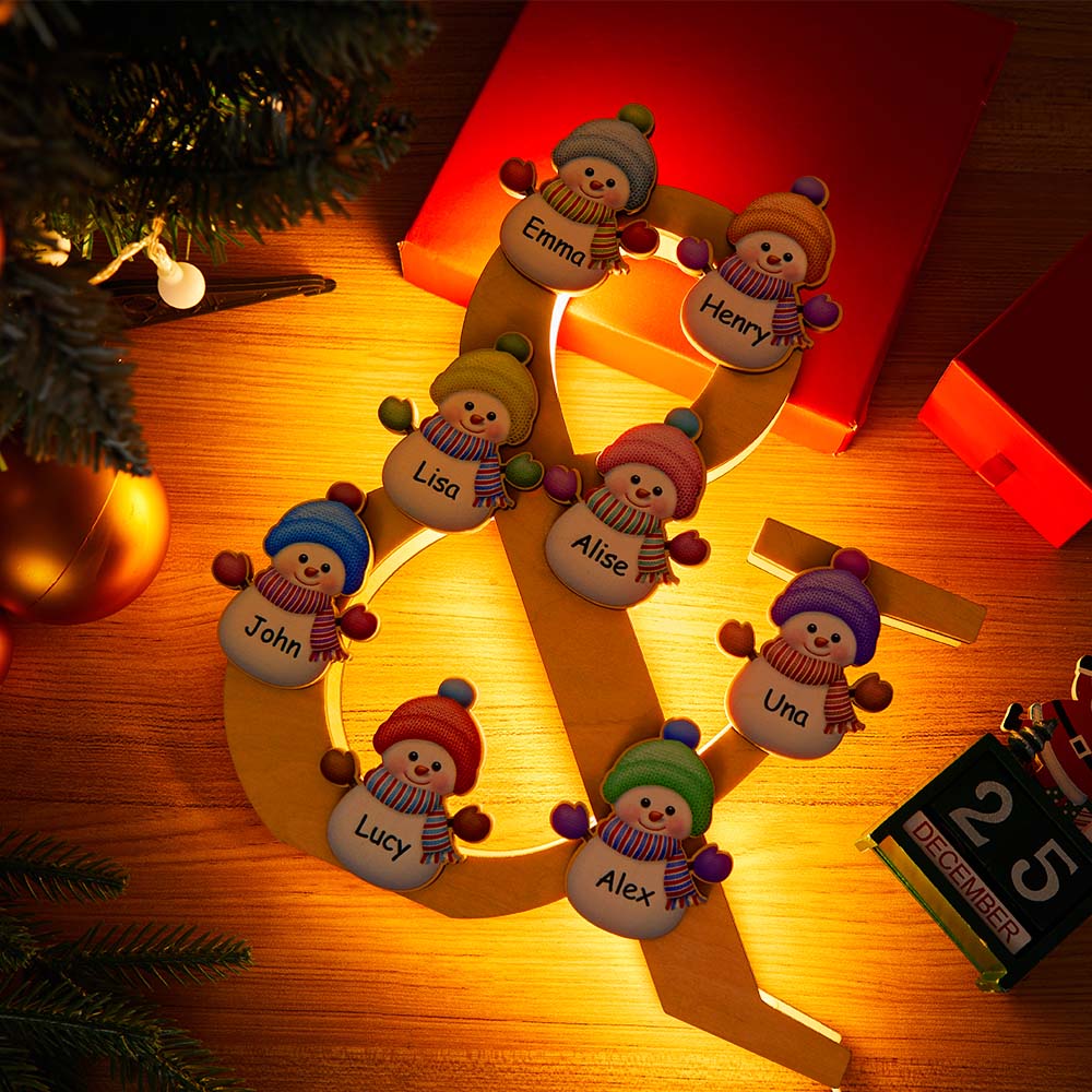 Snowman Wood Night Light