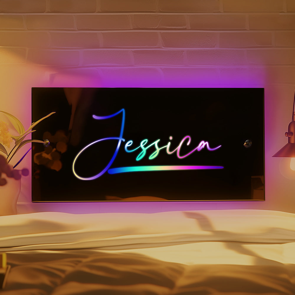 Custom Name Mirror Light