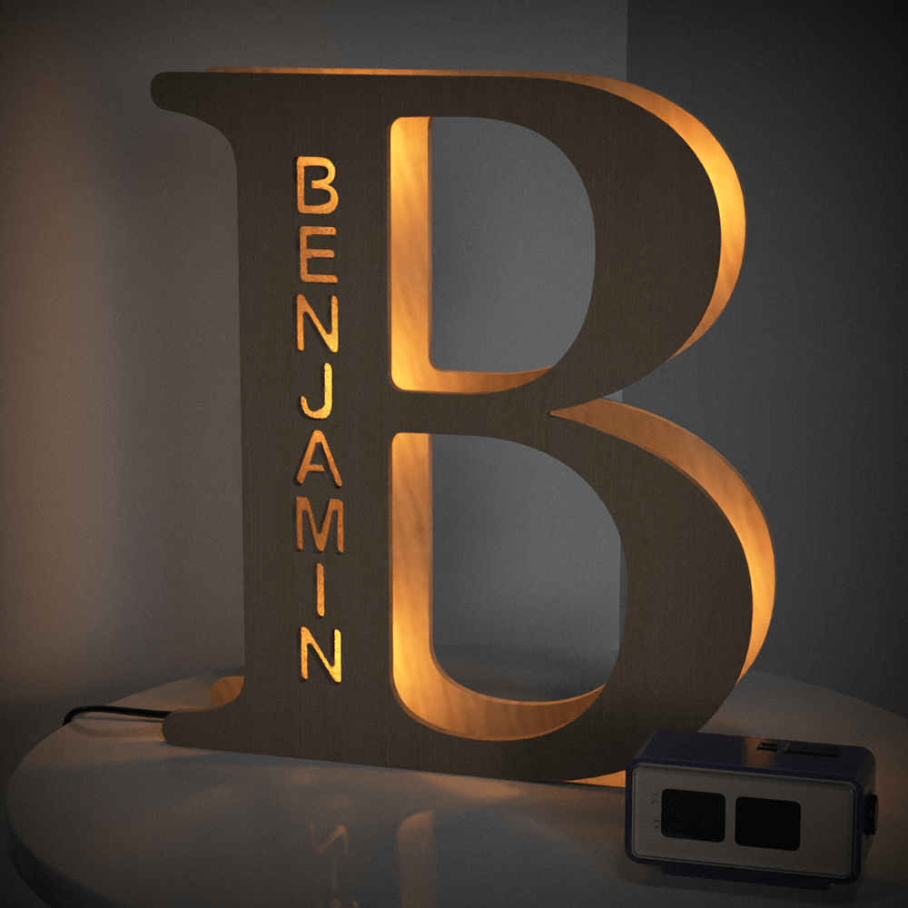Custom Initial Wood Lamp