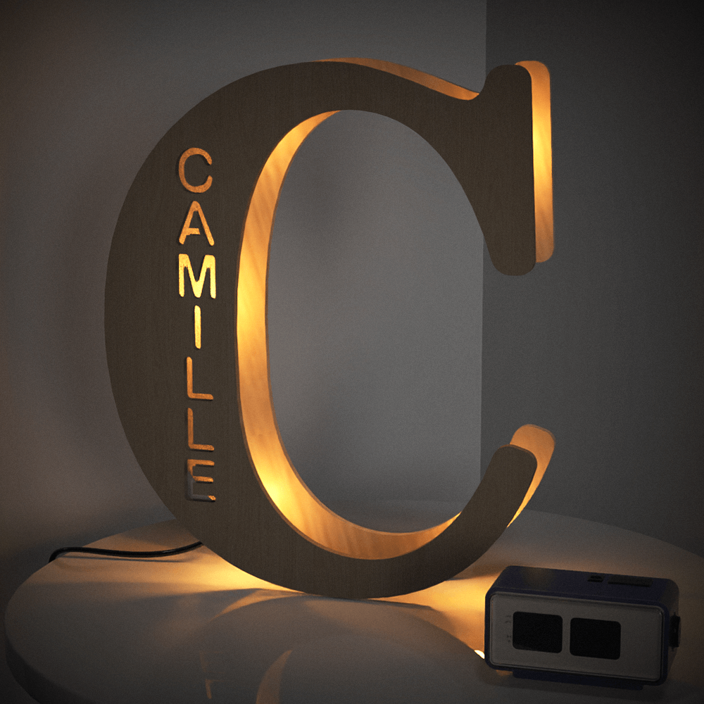 Custom Initial Wood Lamp