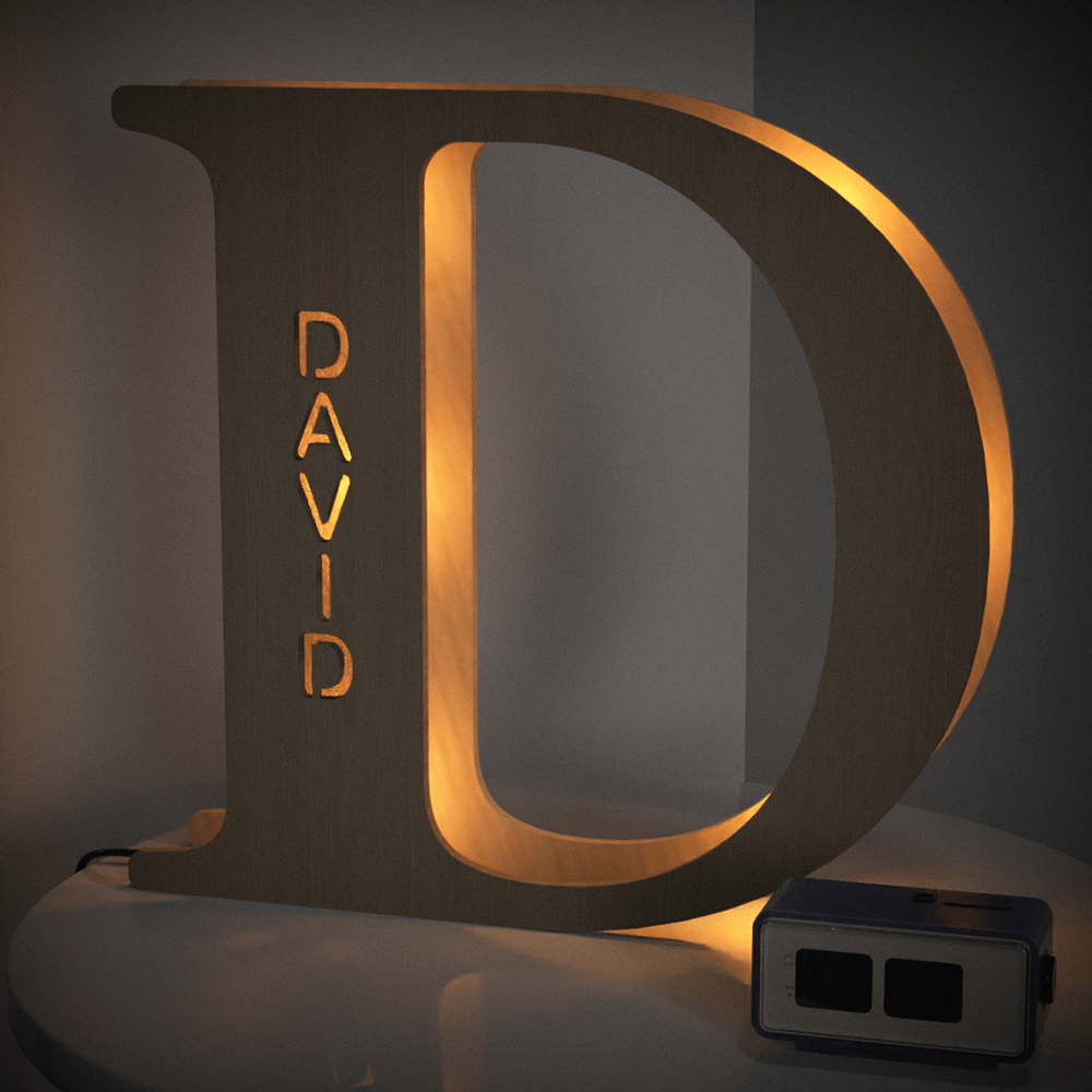 Custom Initial Wood Lamp