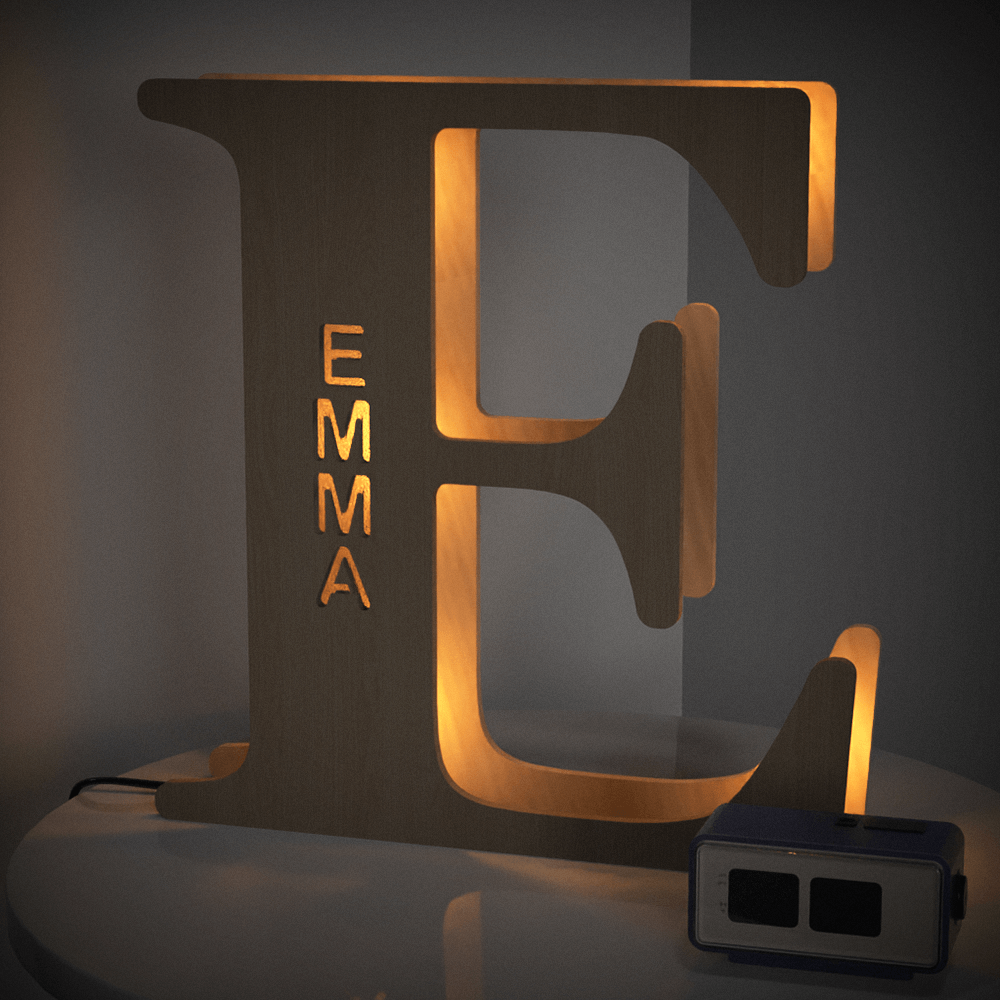 Custom Initial Wood Lamp