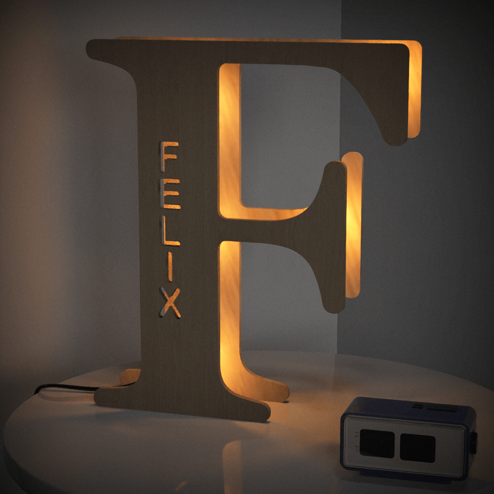 Custom Initial Wood Lamp