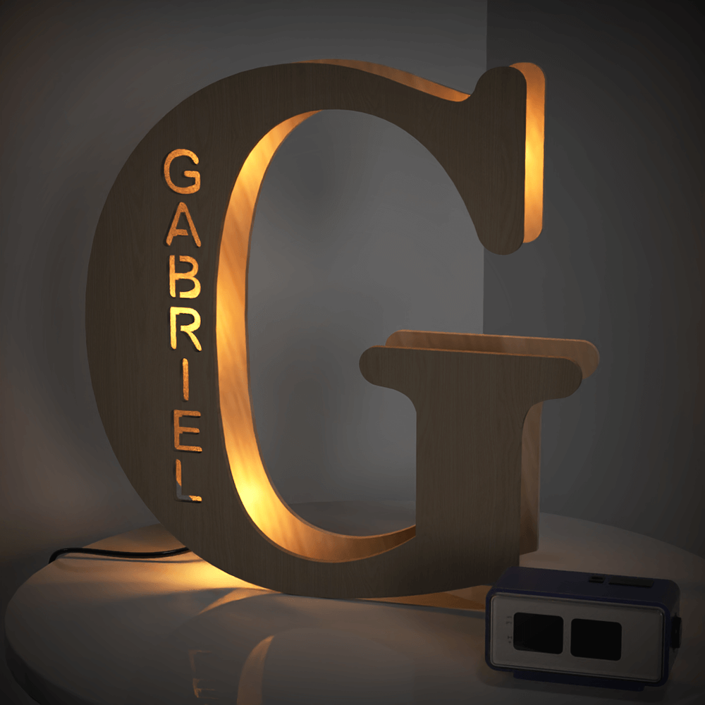 Custom Initial Wood Lamp
