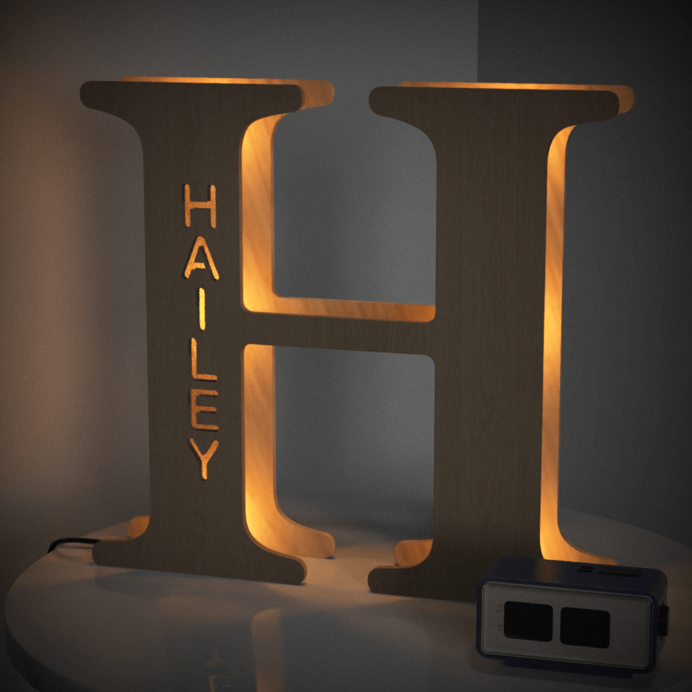 Custom Initial Wood Lamp