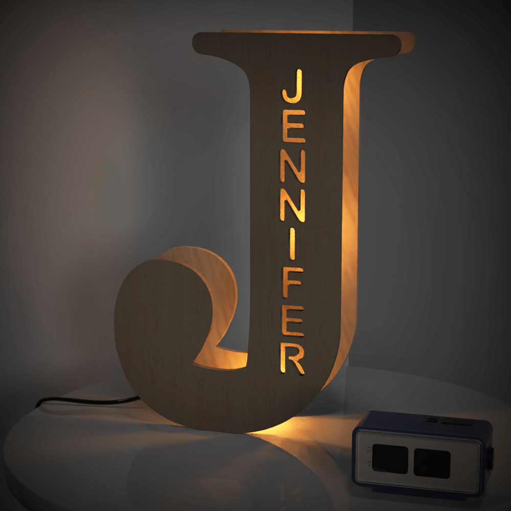 Custom Initial Wood Lamp