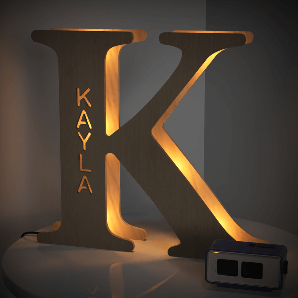 Custom Initial Wood Lamp