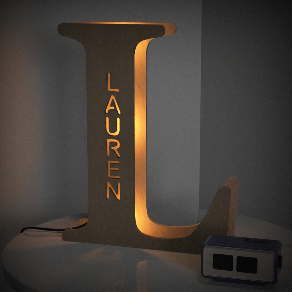 Custom Initial Wood Lamp