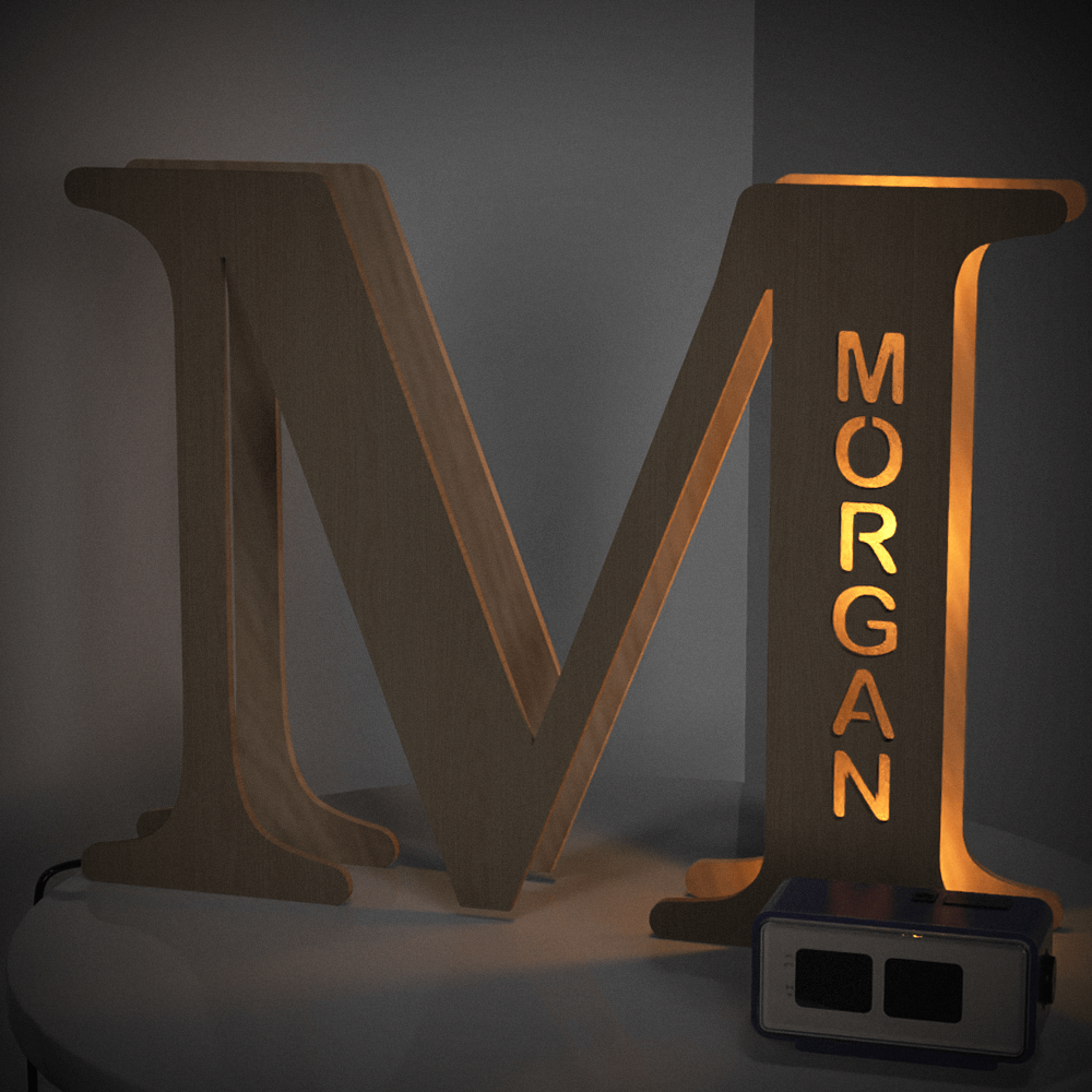 Custom Initial Wood Lamp