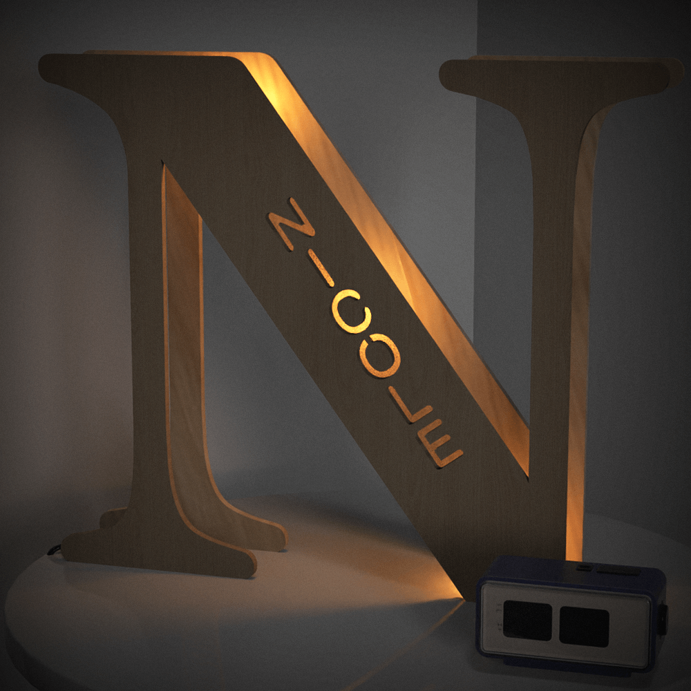 Custom Initial Wood Lamp
