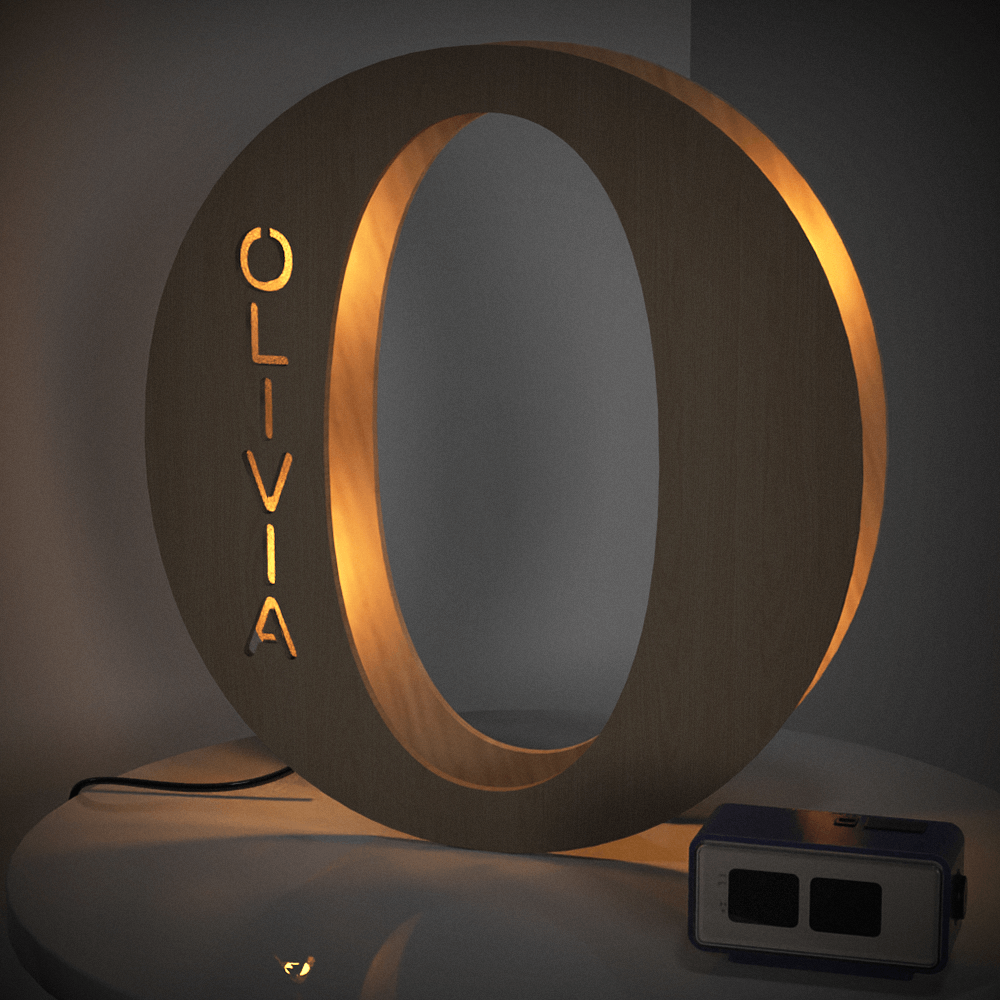 Custom Initial Wood Lamp