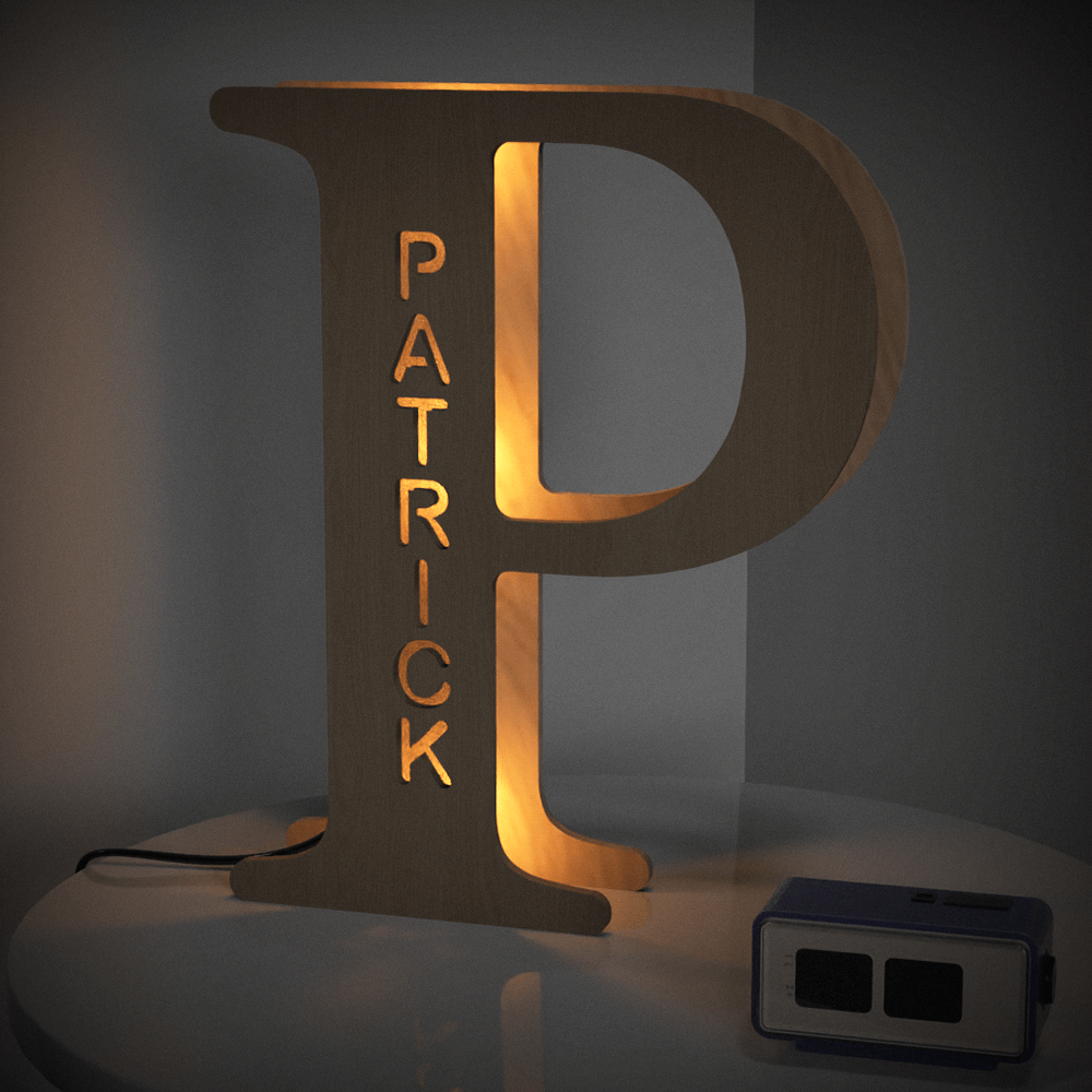 Custom Initial Wood Lamp