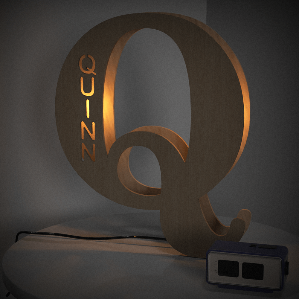 Custom Initial Wood Lamp