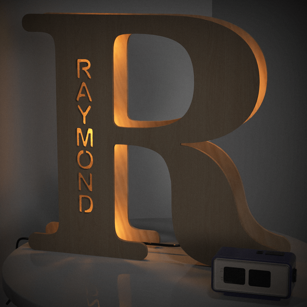 Custom Initial Wood Lamp