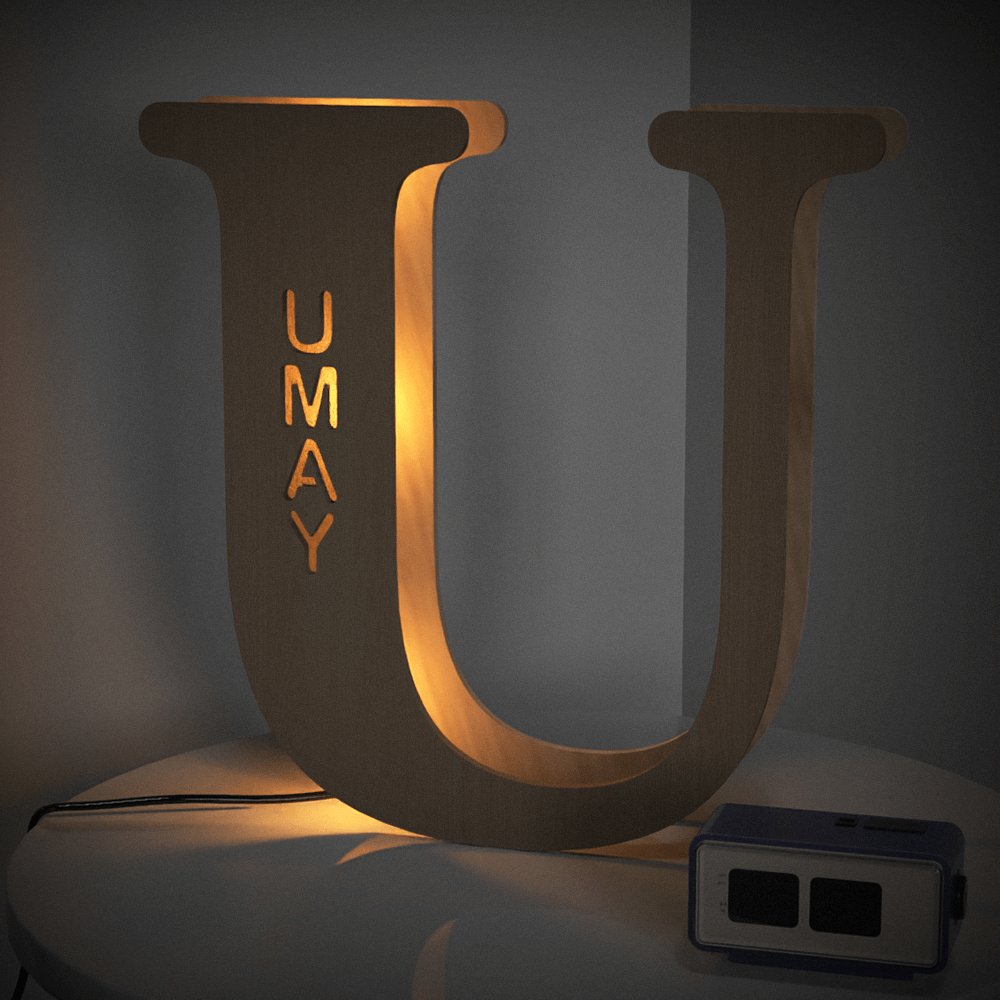 Custom Initial Wood Lamp