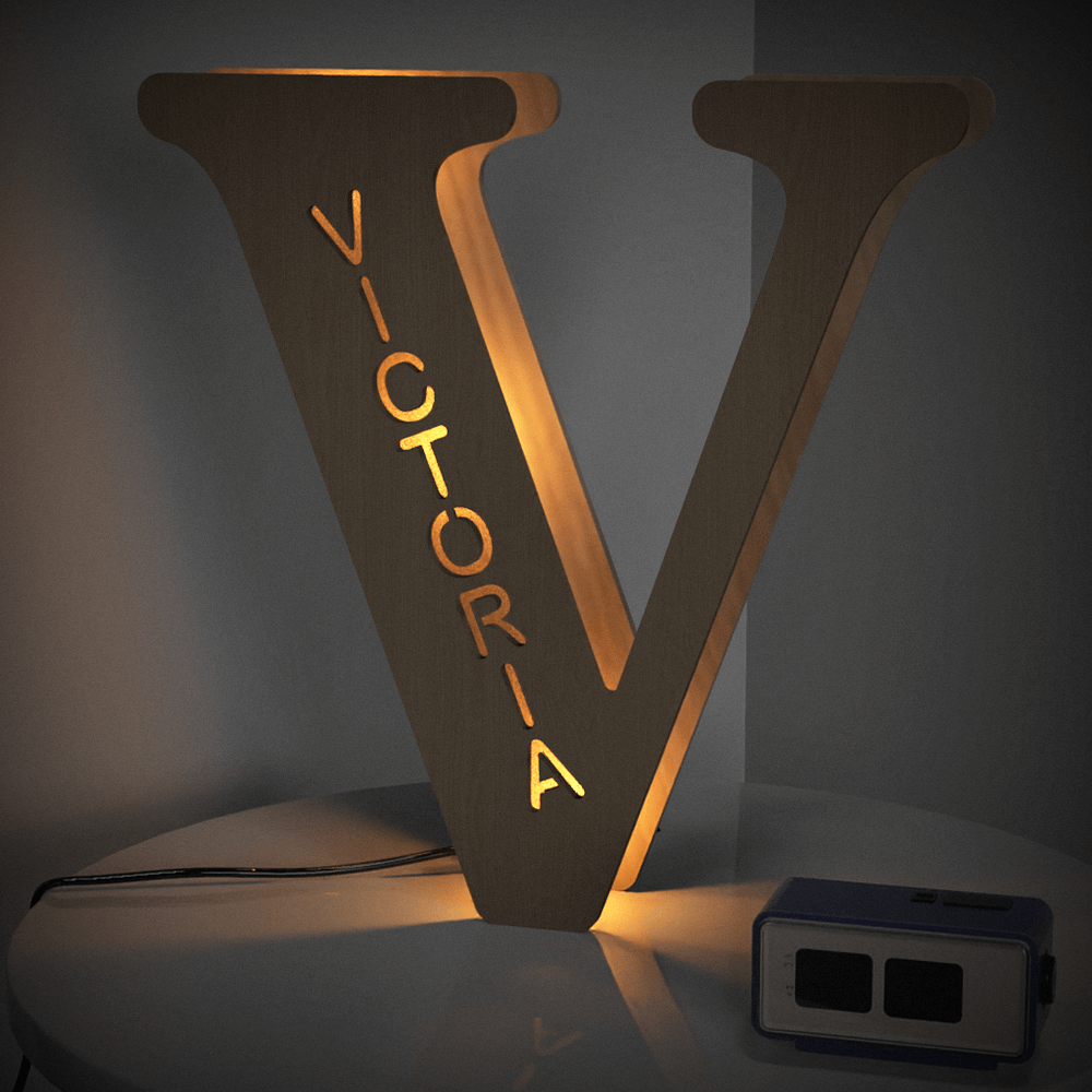 Custom Initial Wood Lamp