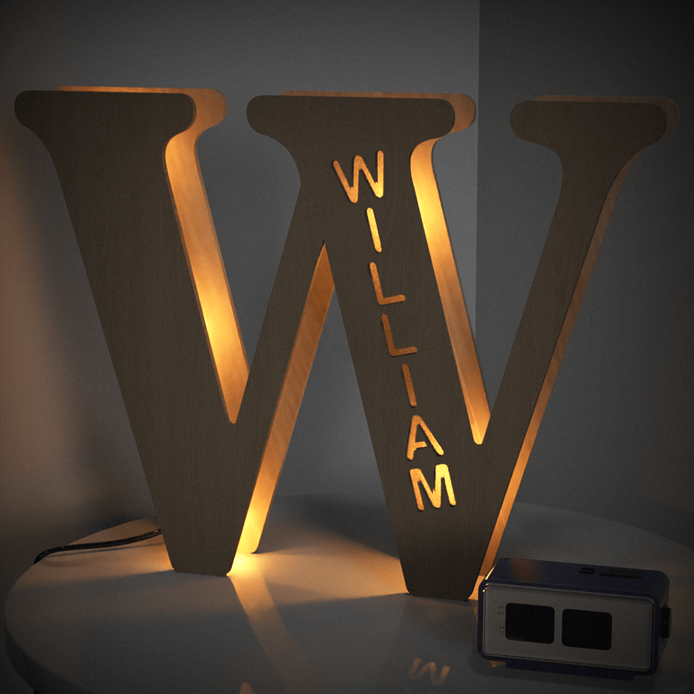 Custom Initial Wood Lamp