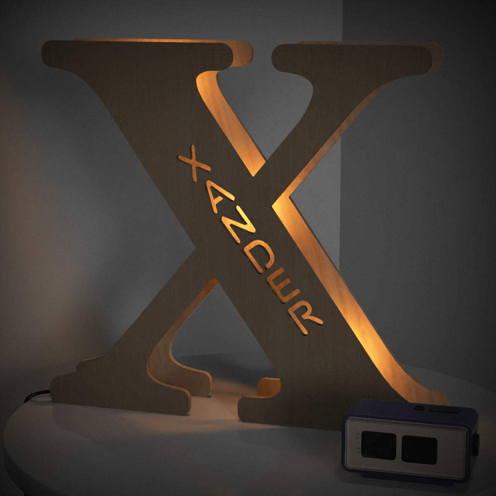 Custom Initial Wood Lamp