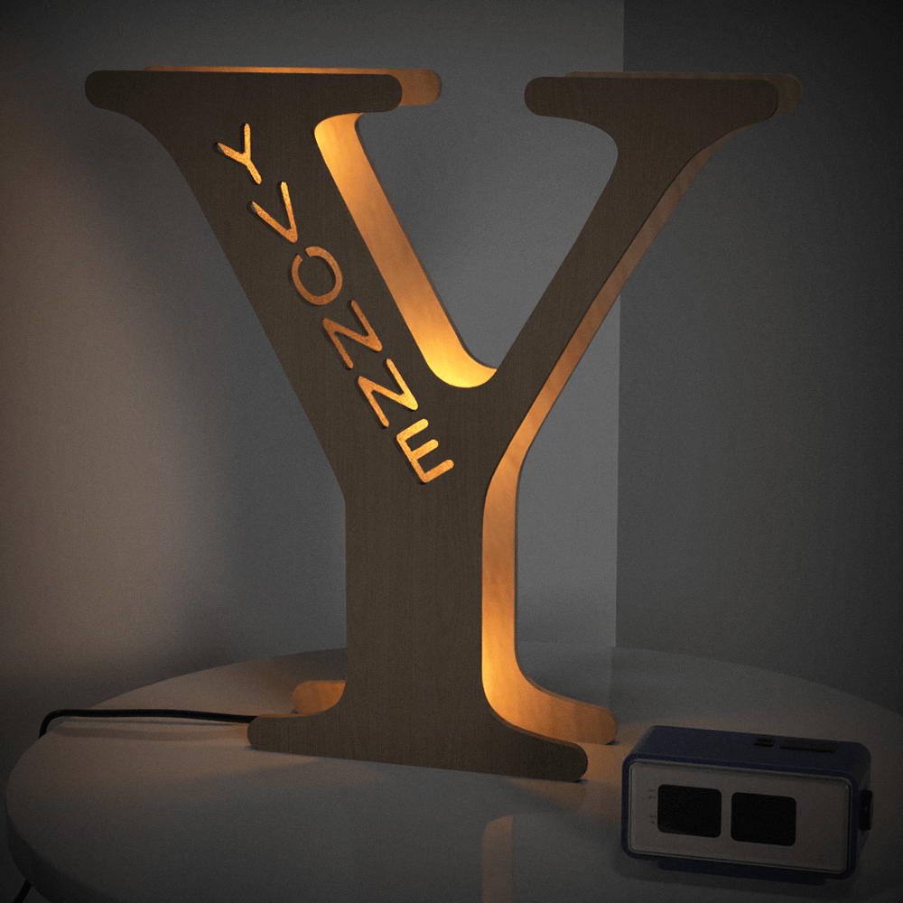 Custom Initial Wood Lamp