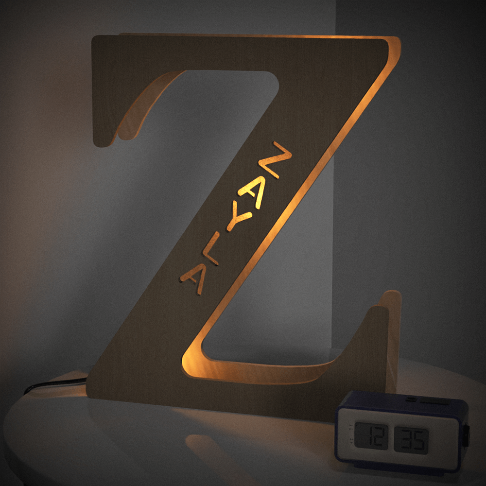 Custom Initial Wood Lamp