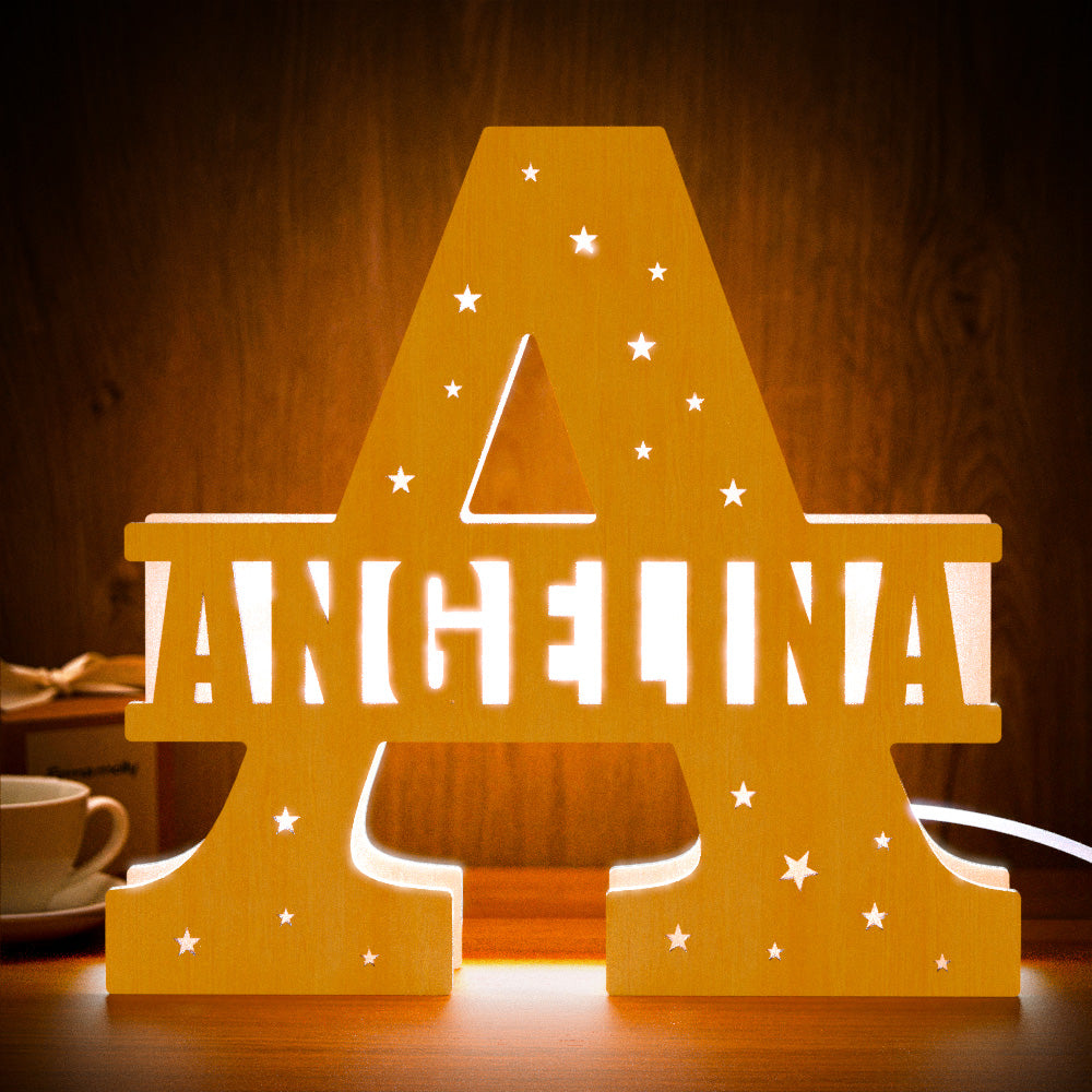 Initial Wood Letter Light