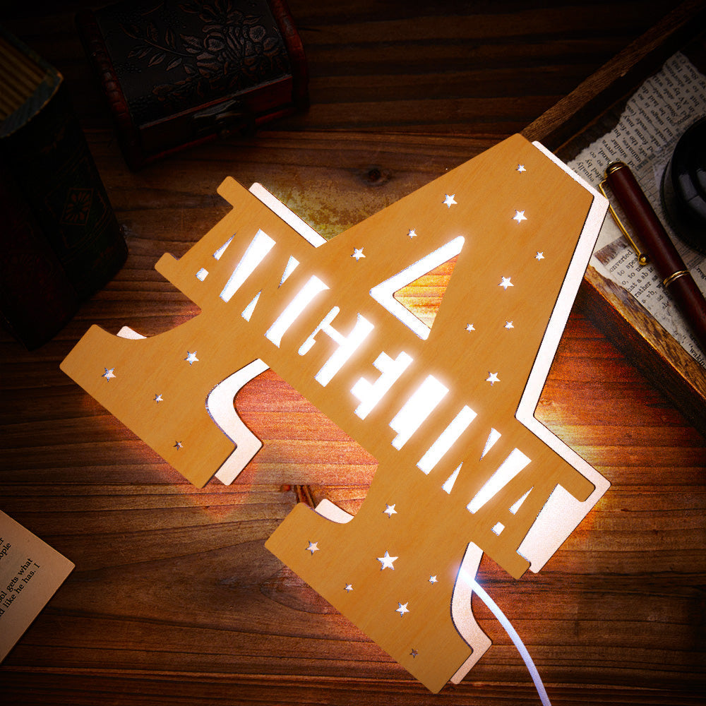 Initial Wood Letter Light