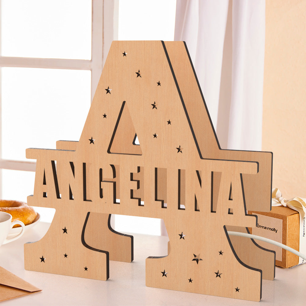 Initial Wood Letter Light